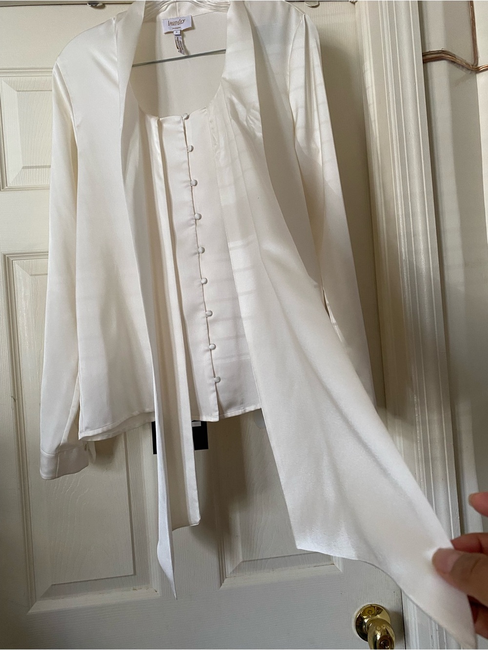 Laundry by Shelli Segal Ivory Tie-Neck Blouse - Picture 3 of 10